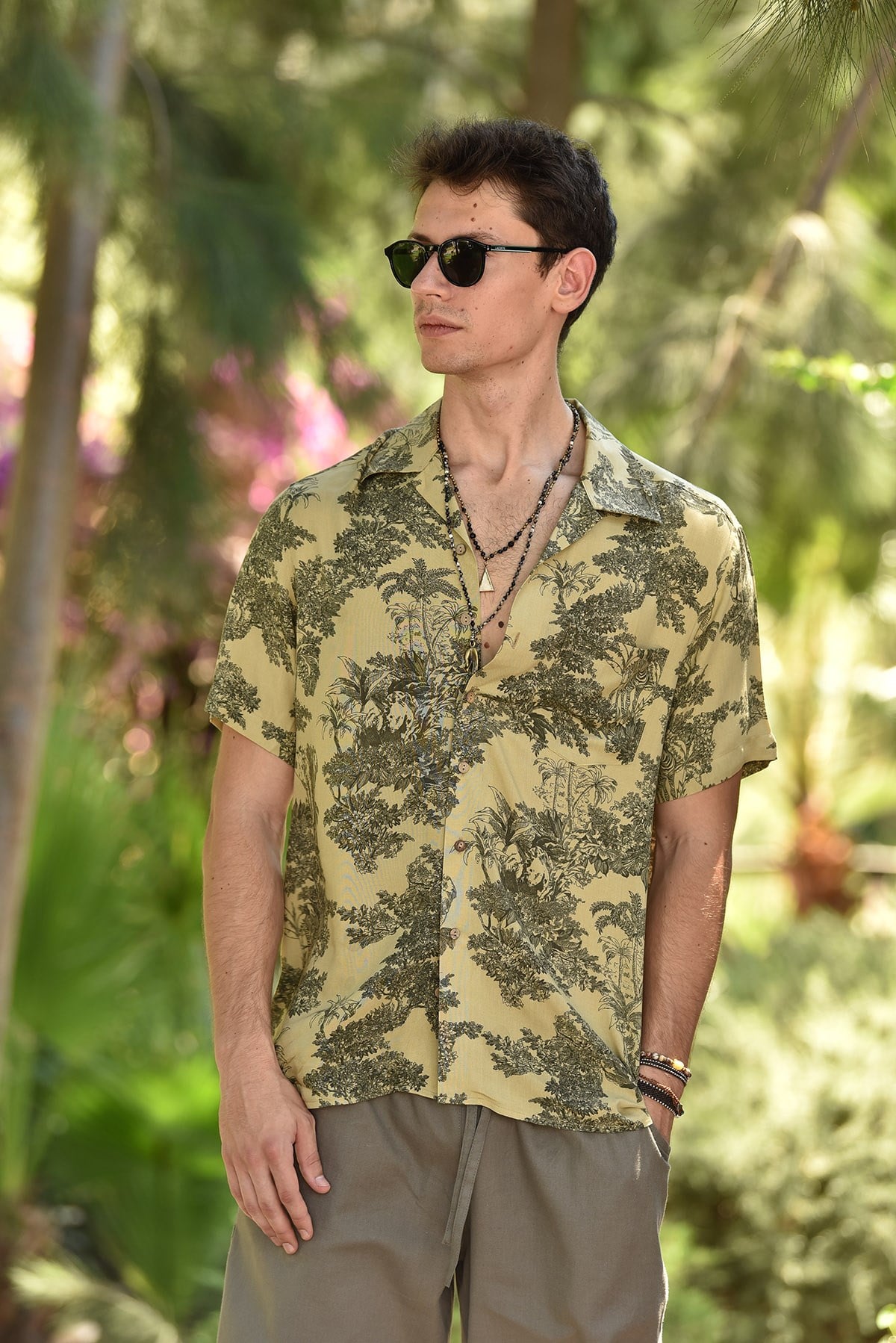 Lion Desen Tek Cep Gömlek - Şaman Butik Lion Desen Tek Cep Gömlek