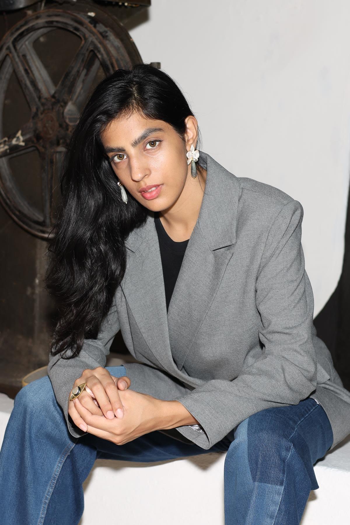 Gri Vatkalı Oversize Blazer Ceket