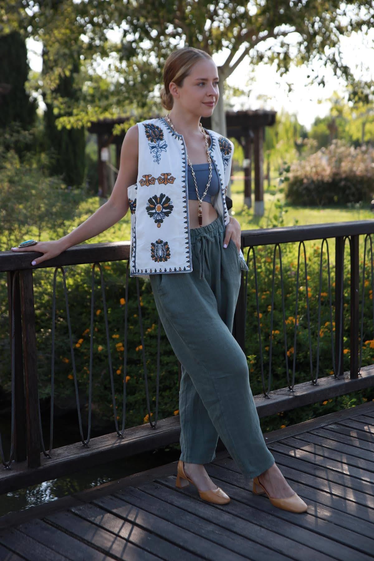 Haki Beli İpli Judith Pantolon