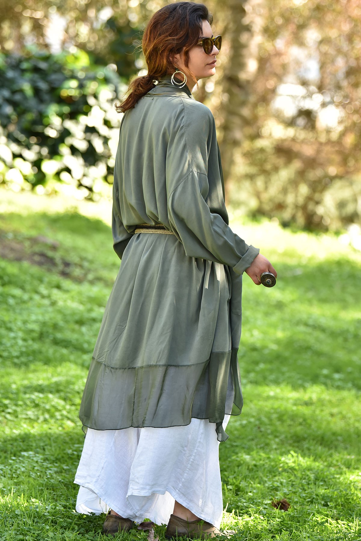 Haki İpek Yaka Judith Tunik · 3