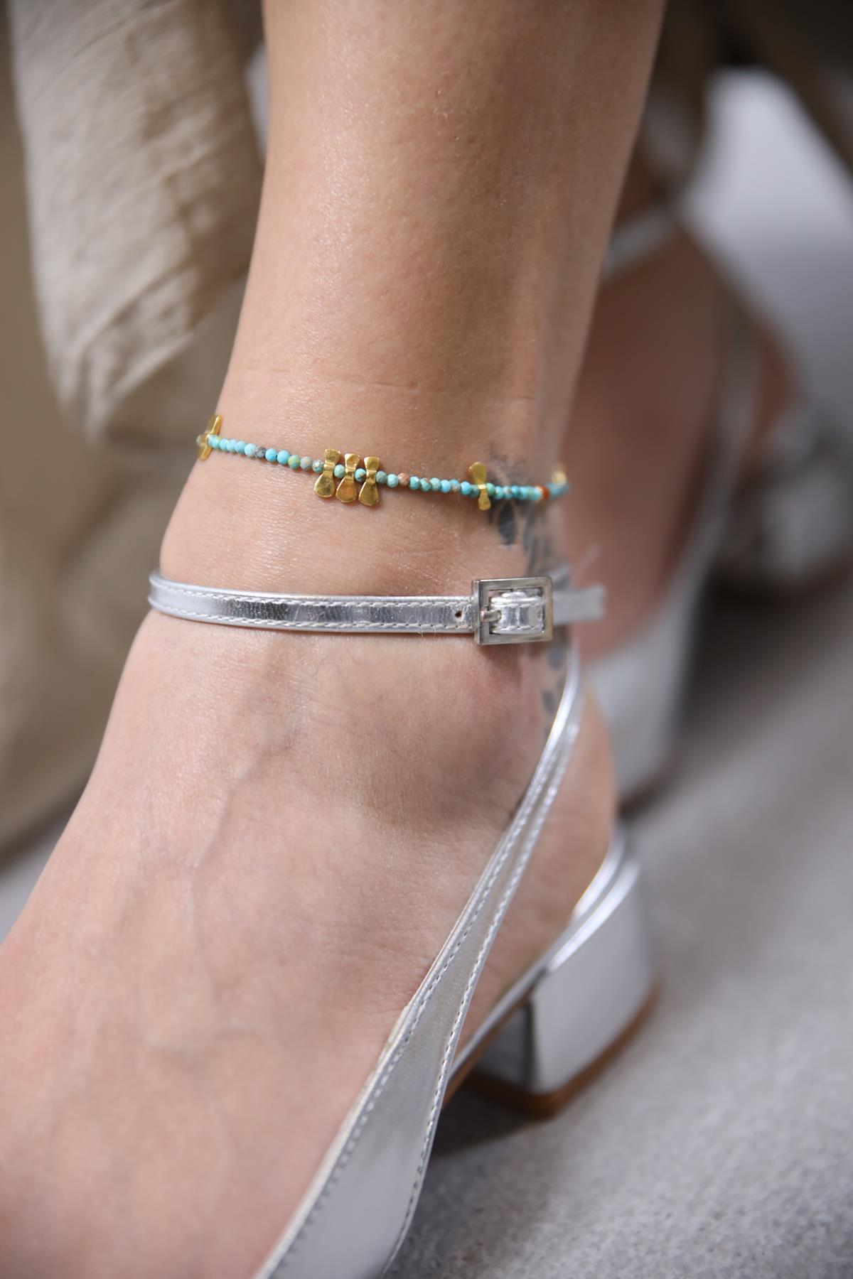 Natural Stone Silver Designer Anklets