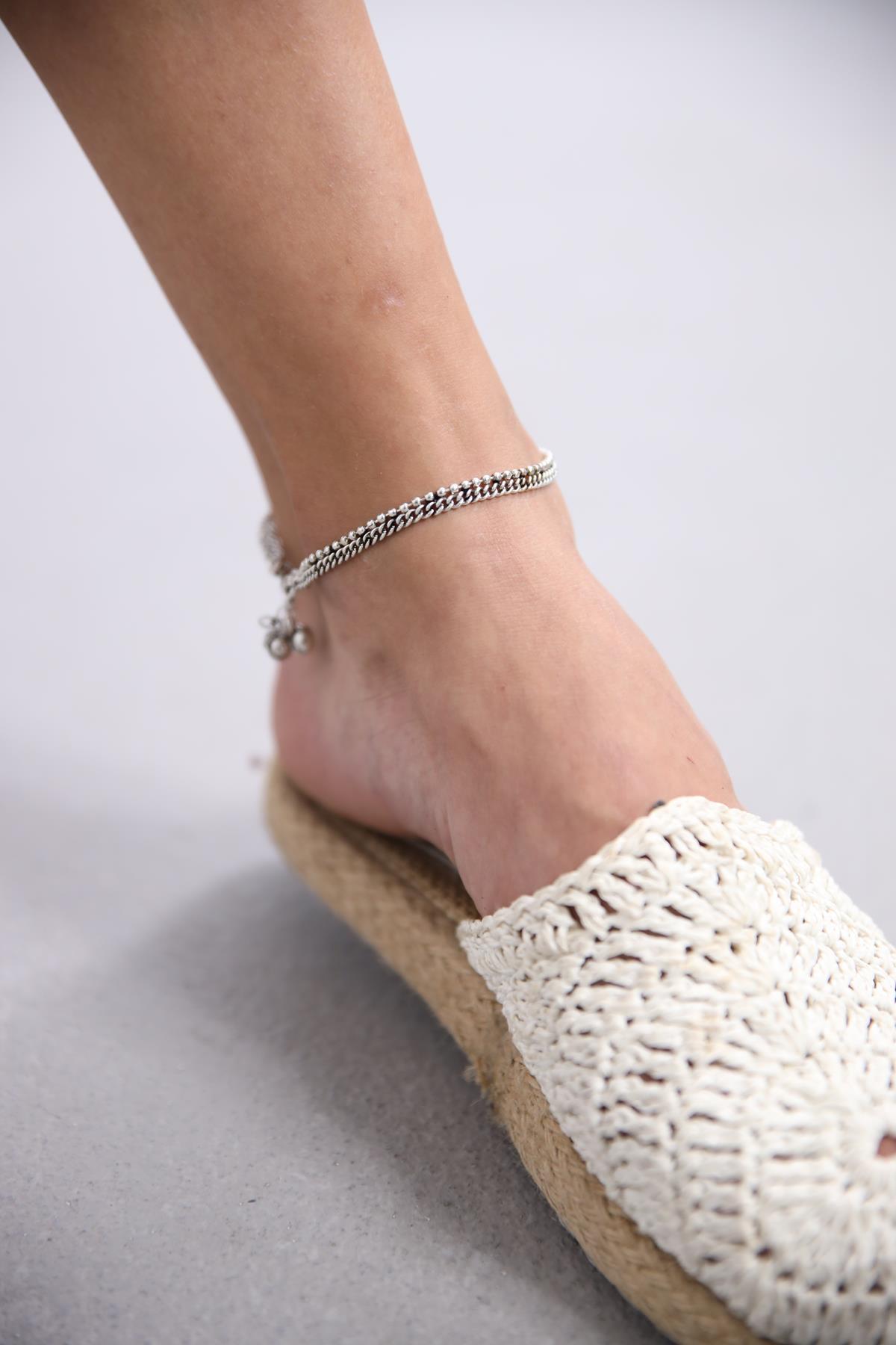 Gümüş Kaplama Tasarım Zincir Halhal - Şaman Butik Gümüş Kaplama Tasarım Zincir Halhal