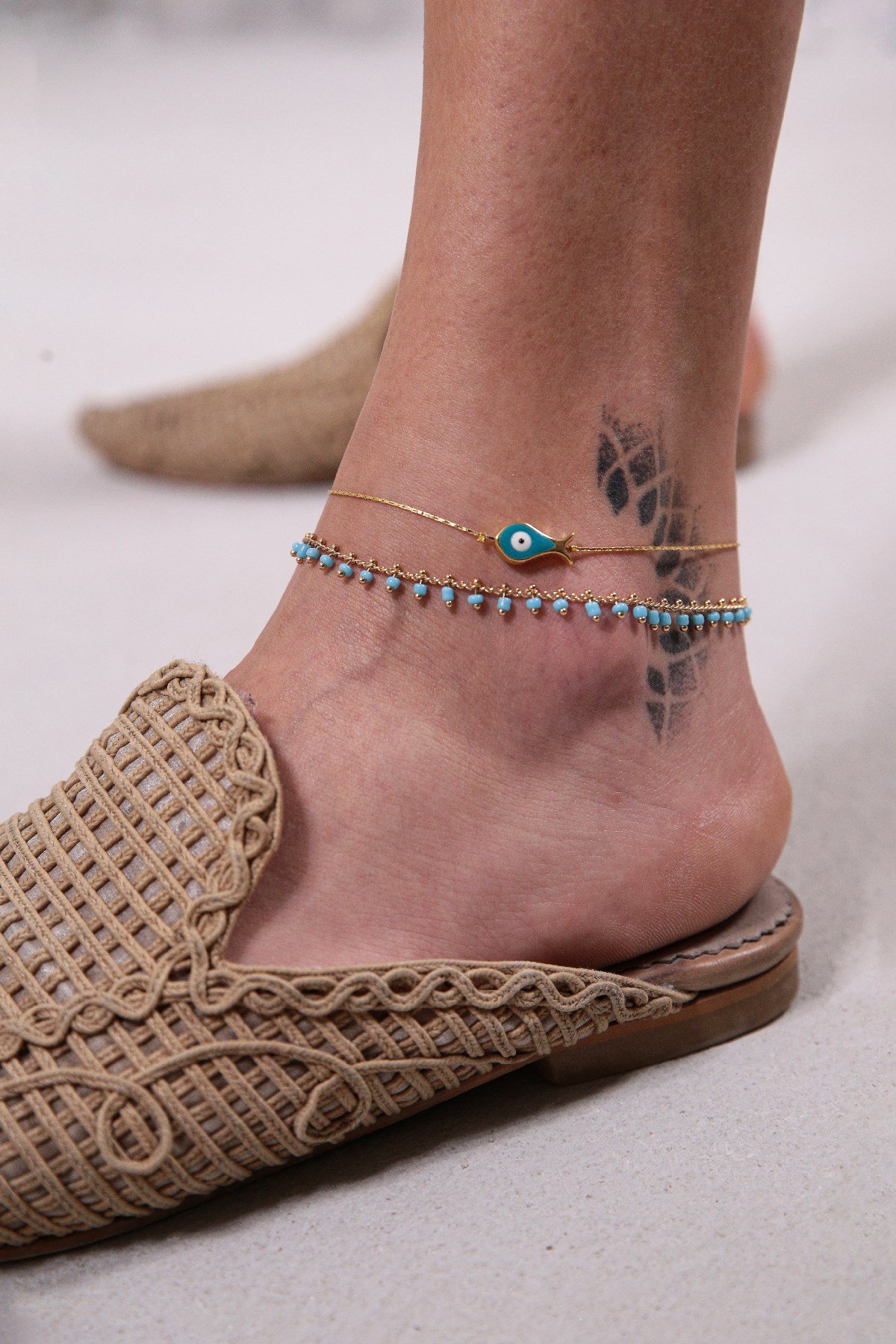  Mavi Balık Detaylı Tasarım Zincir Halhal