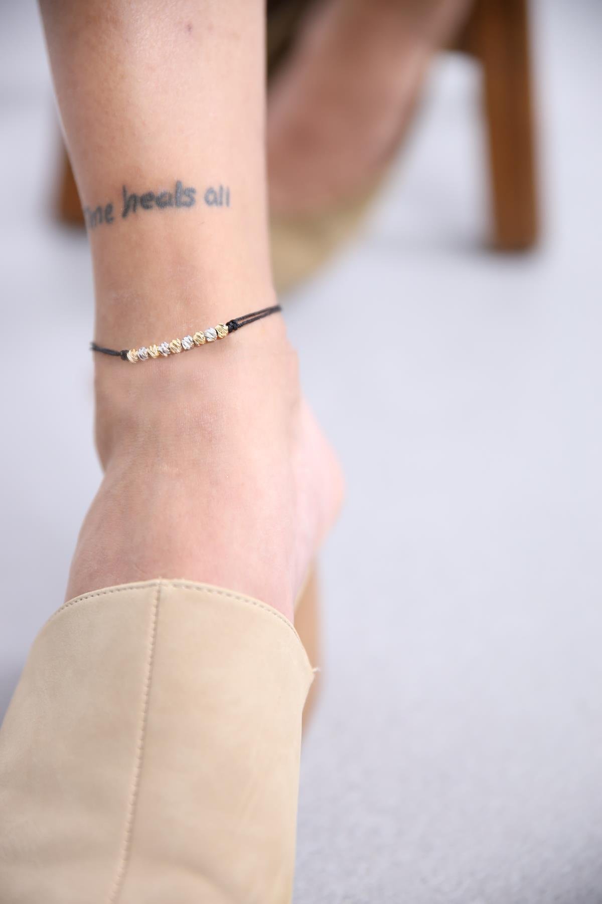 Renkli Kaplama Boncuk Tasarım Ayarlanabilir Halhal - Şaman Butik Renkli Kaplama Boncuk Tasarım Ayarlanabilir Halhal