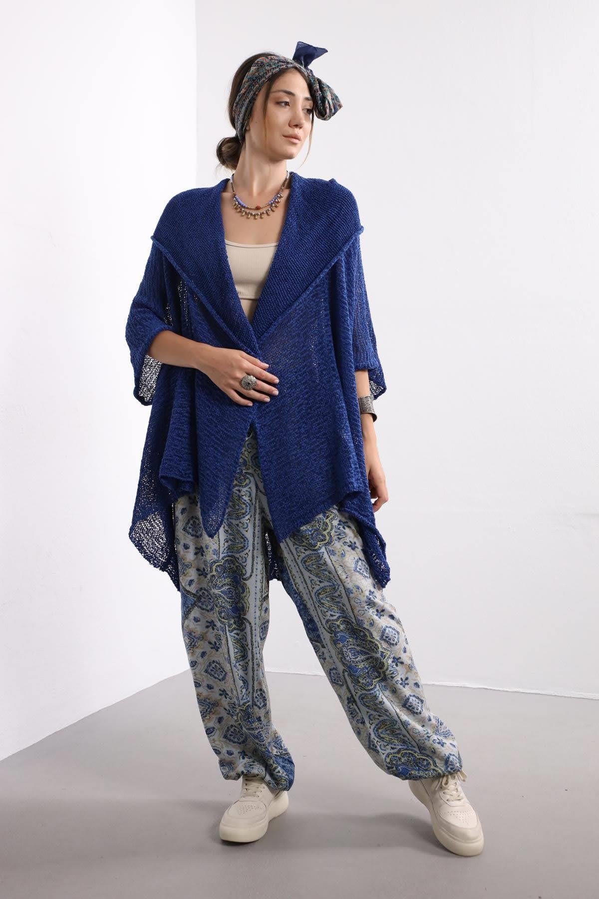 Saks Blue Mercerized Hoodie Cardigan Saks Blue Mercerized Hoodie Cardigan