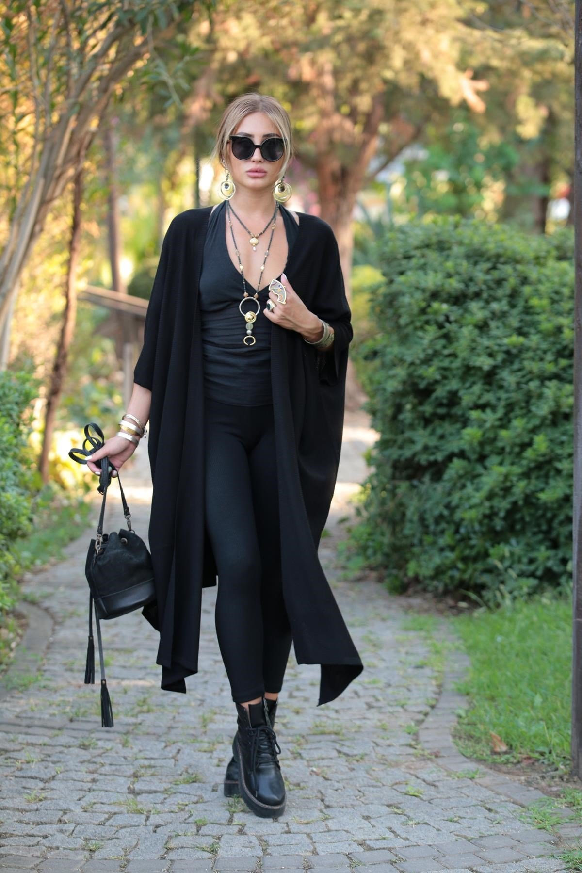 Black Side Slit Cardigan Saman Butik Shop Online