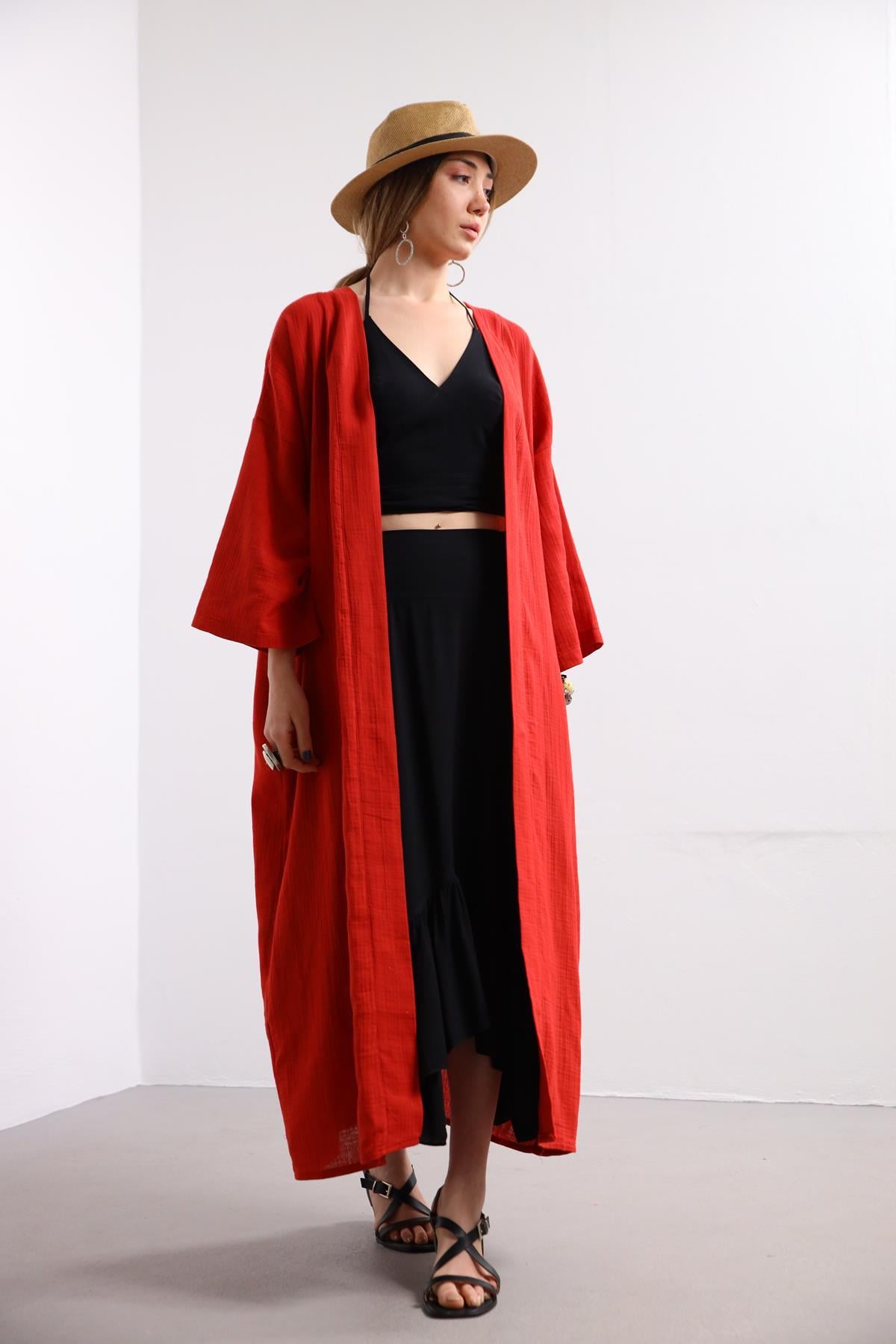  Kırmızı Uzun Kaftan