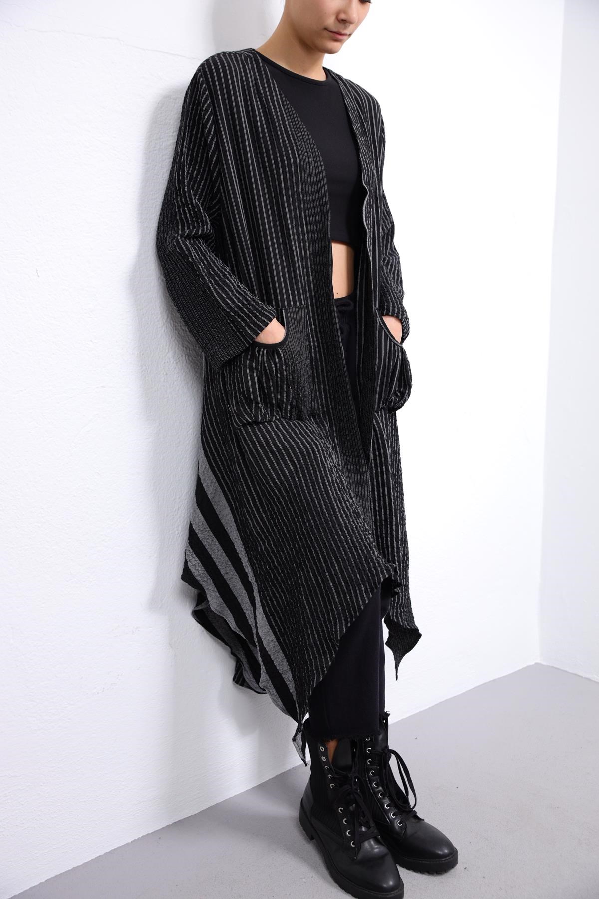 Siyah Gofre Kaftan - Şaman Butik Siyah Gofre Kaftan