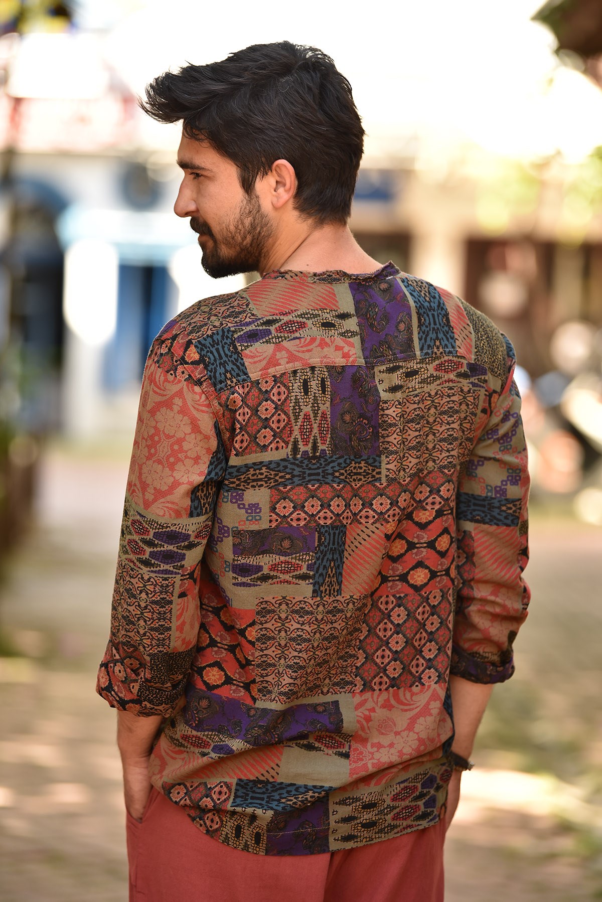 Kahve Patch Baskılı Uzun Kollu Gömlek · 3