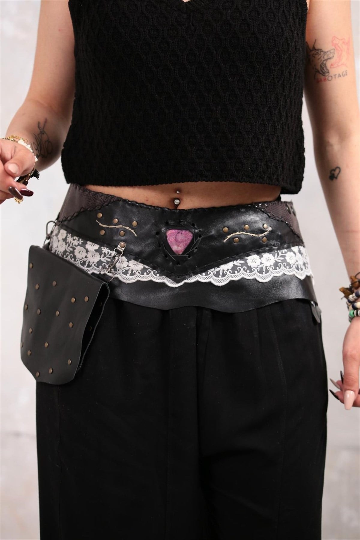  Siyah Cepli Deri Kemer