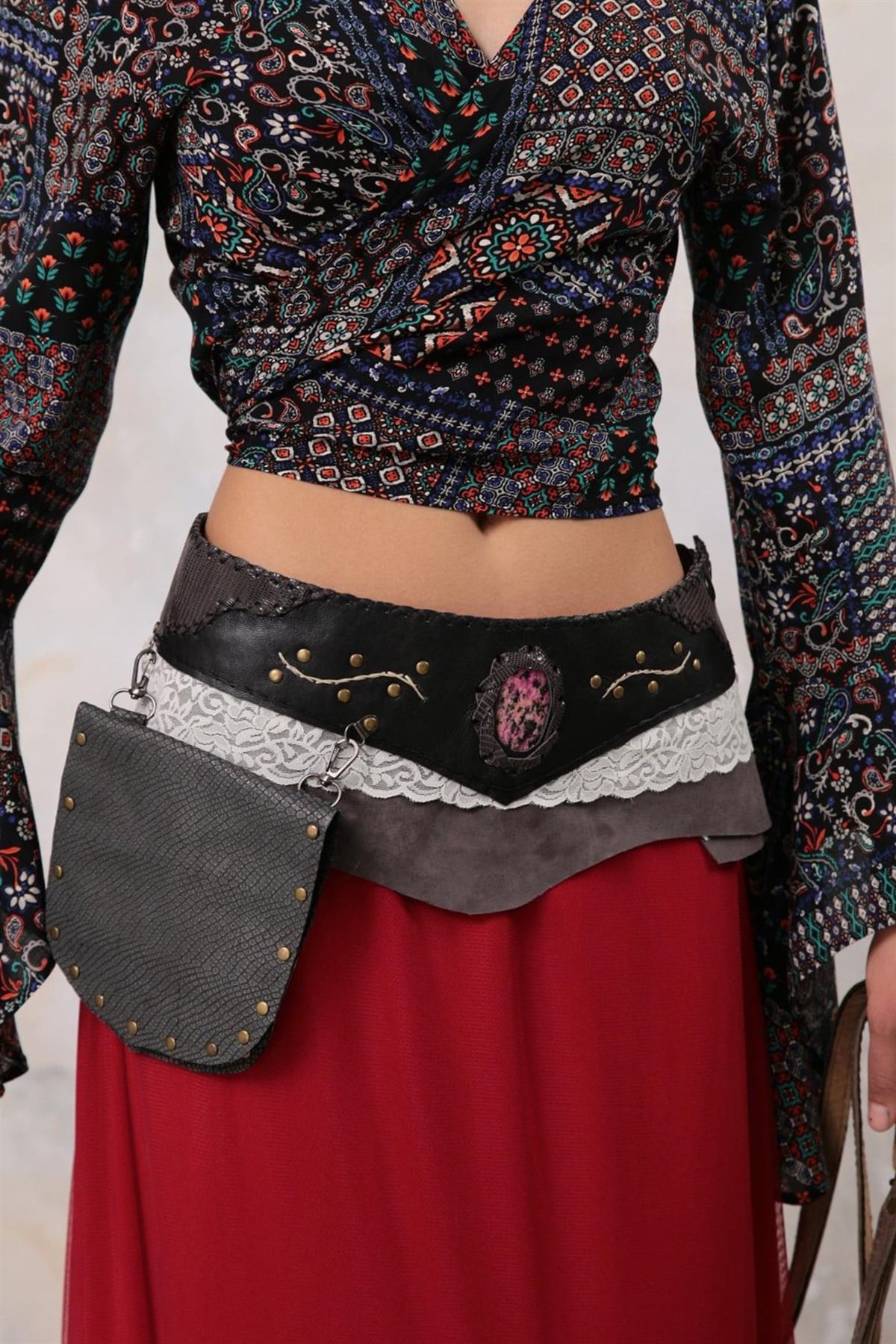 Siyah Cepli Deri Kemer - Şaman Butik Siyah Cepli Deri Kemer