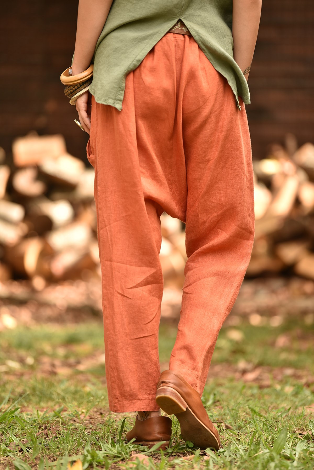 Kiremit Düşük Ağlı Keten Şalvar Pantolon - Şaman Butik - Bohem Giyim ve  Aksesuar | Kadın & Erkek