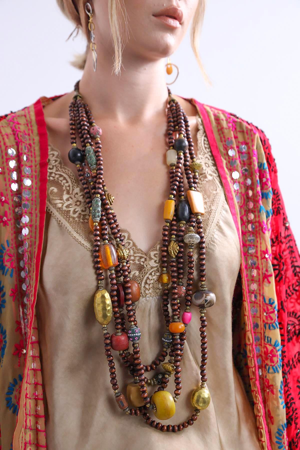  Ahşap Altın Kaplama Kolye