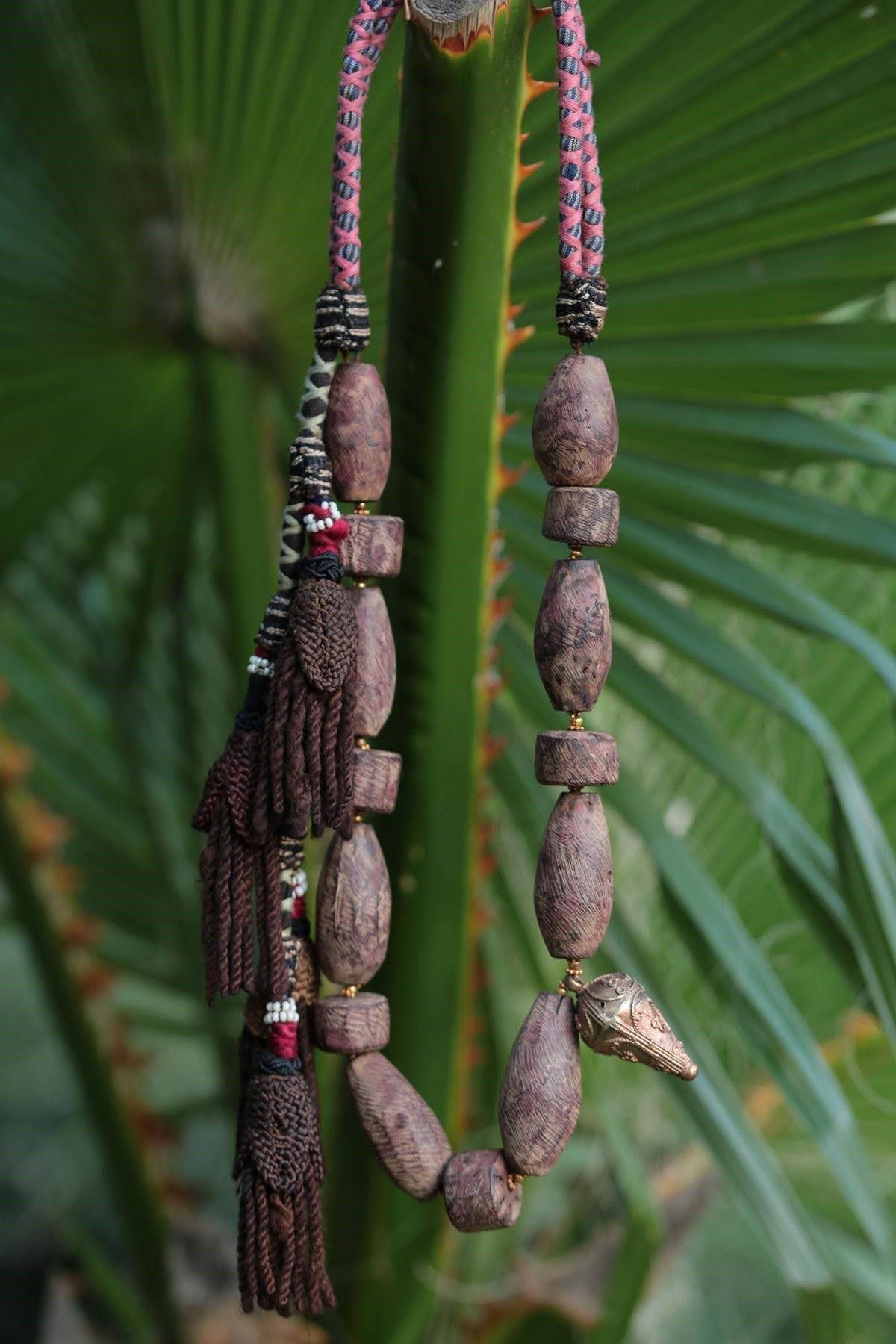 Bronz Ahşap Tasarım Kolye - Şaman Butik Bronz Ahşap Tasarım Kolye