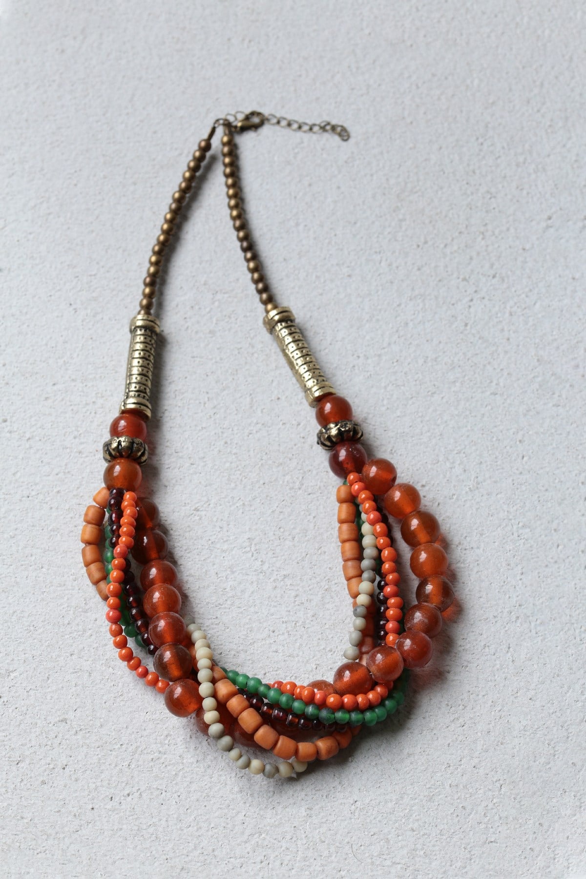 Bronze Antique Piece Detailed Natural Stone Multi Design Necklace - Saman Butik | Shop Online Bronze Antique Piece Detailed Natural Stone Multi Design Necklace