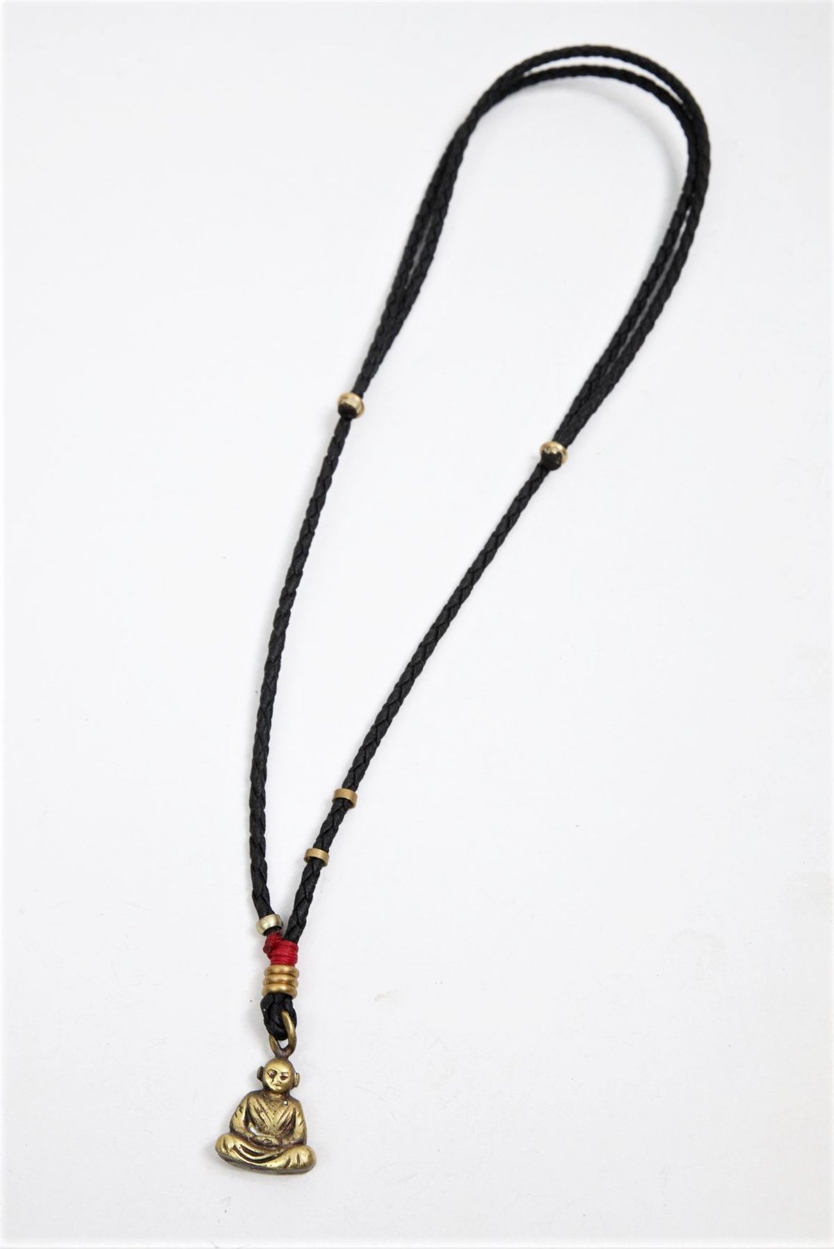  Bronz Buddha Detaylı Deri Kayışlı Asansörlü Tasarım Kolye