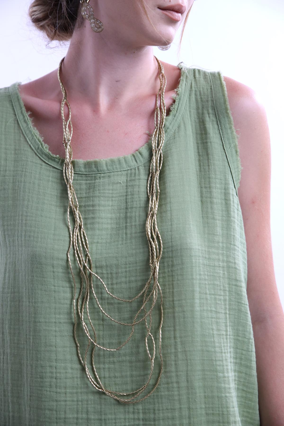 Bronz Dalgalı Tasarım Kolye - Şaman Butik Bronz Dalgalı Tasarım Kolye