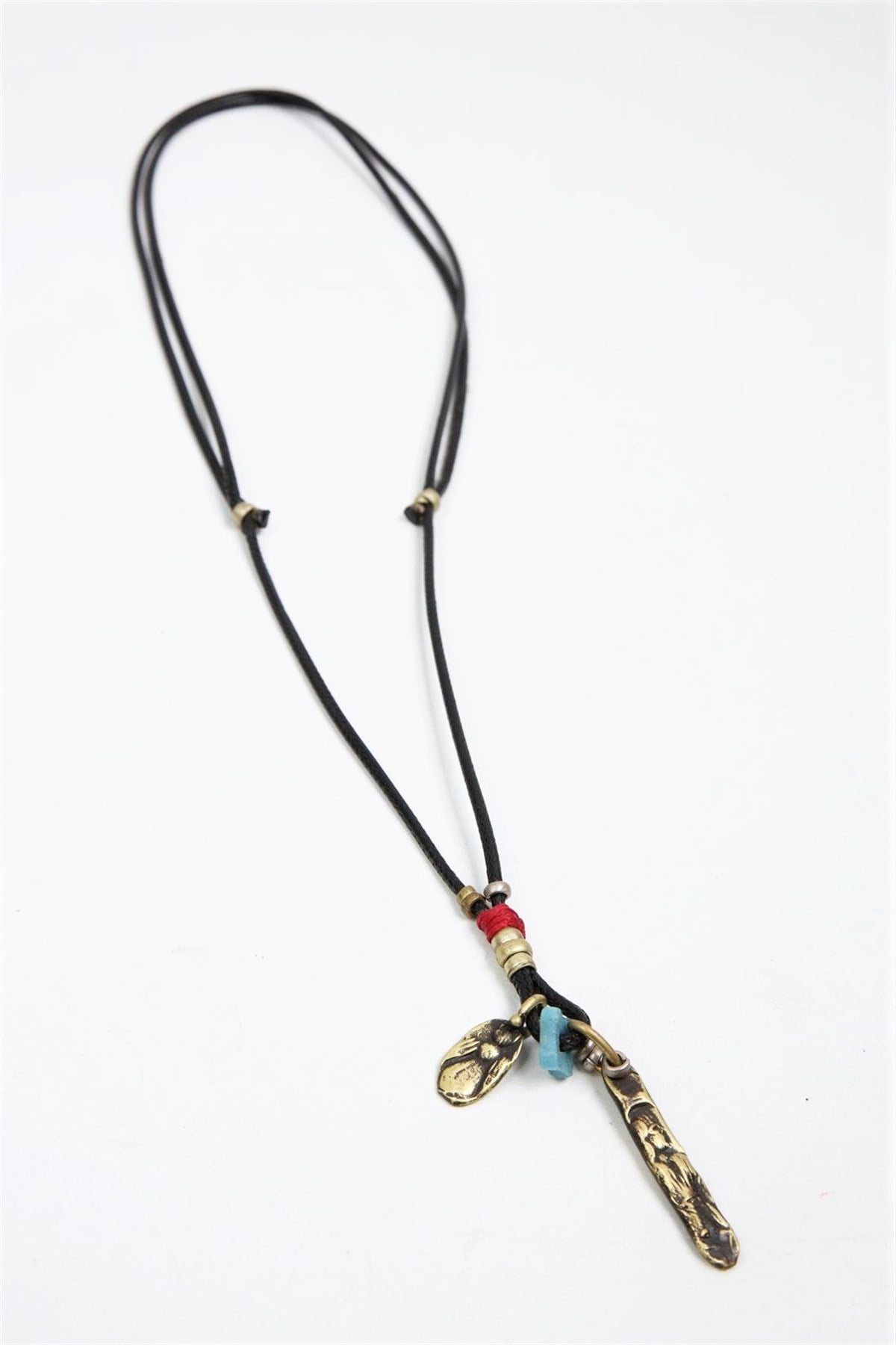  Bronz Figür Detaylı Deri Kayışlı Asansörlü Tasarım Kolye