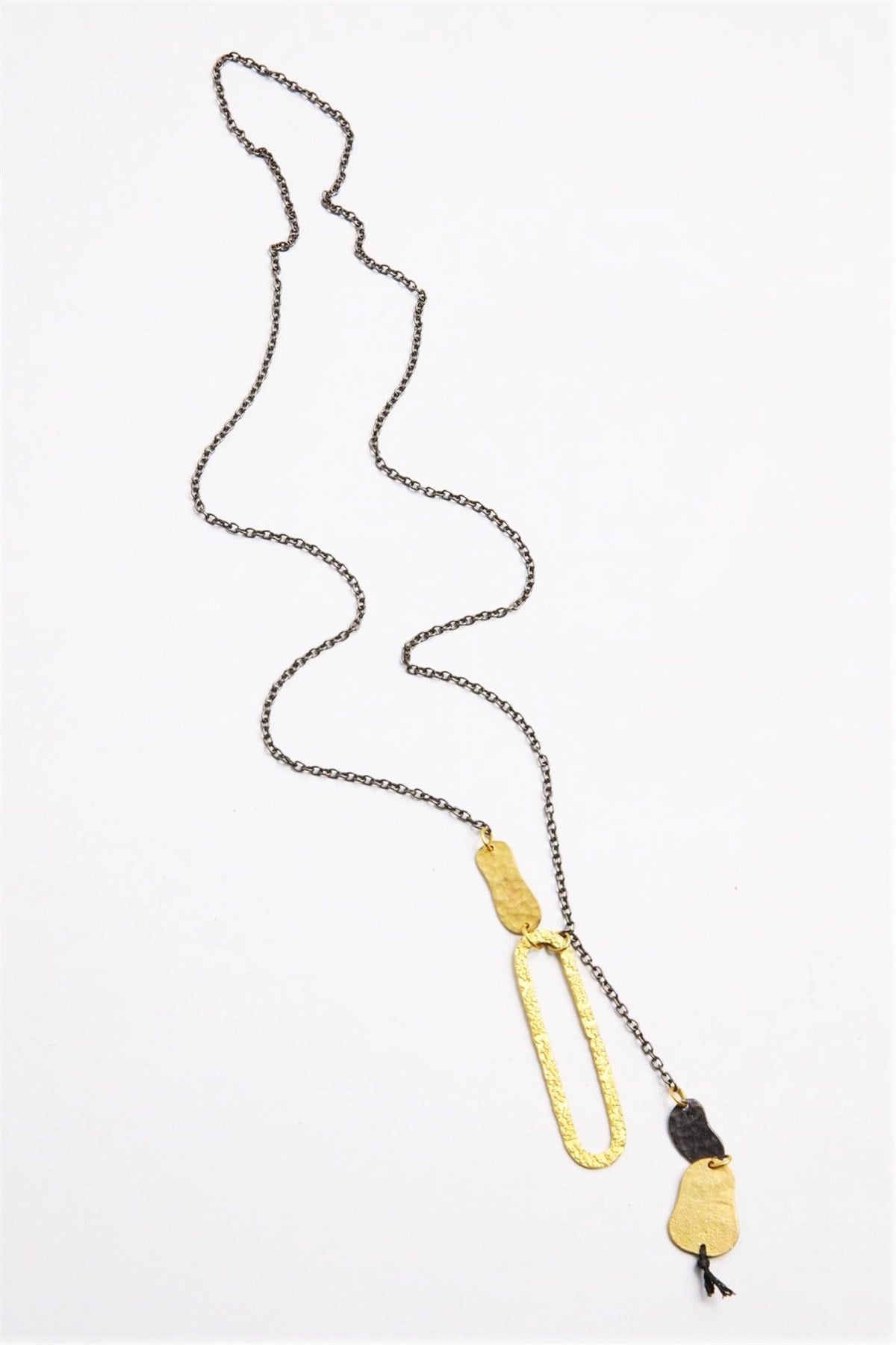  Bronz Oval Parçalı Sallantılı Tasarım Kolye