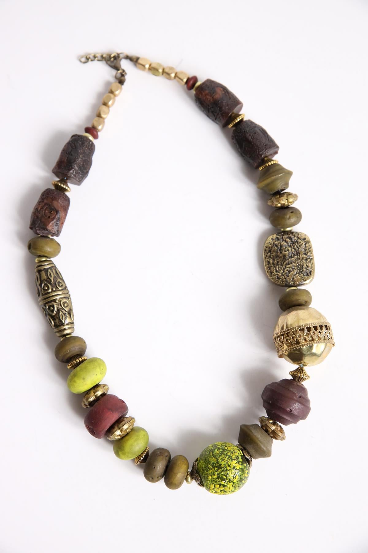 Bronz Parça Detaylı Etnik Tasarım Kolye - Şaman Butik Bronz Parça Detaylı Etnik Tasarım Kolye