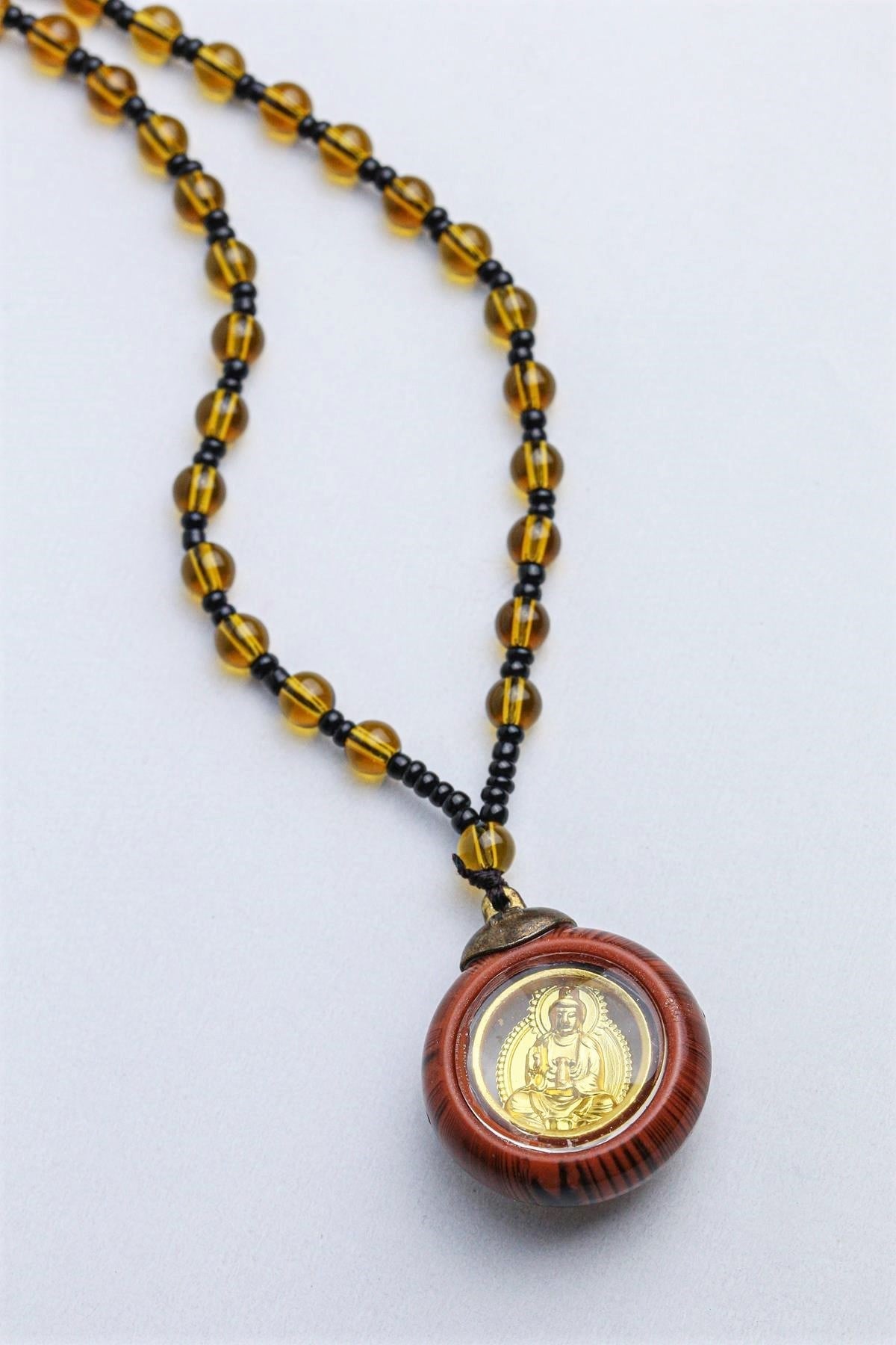 Buddha Detaylı Akik Taşlı Tasarım Kolye - Şaman Butik Buddha Detaylı Akik Taşlı Tasarım Kolye