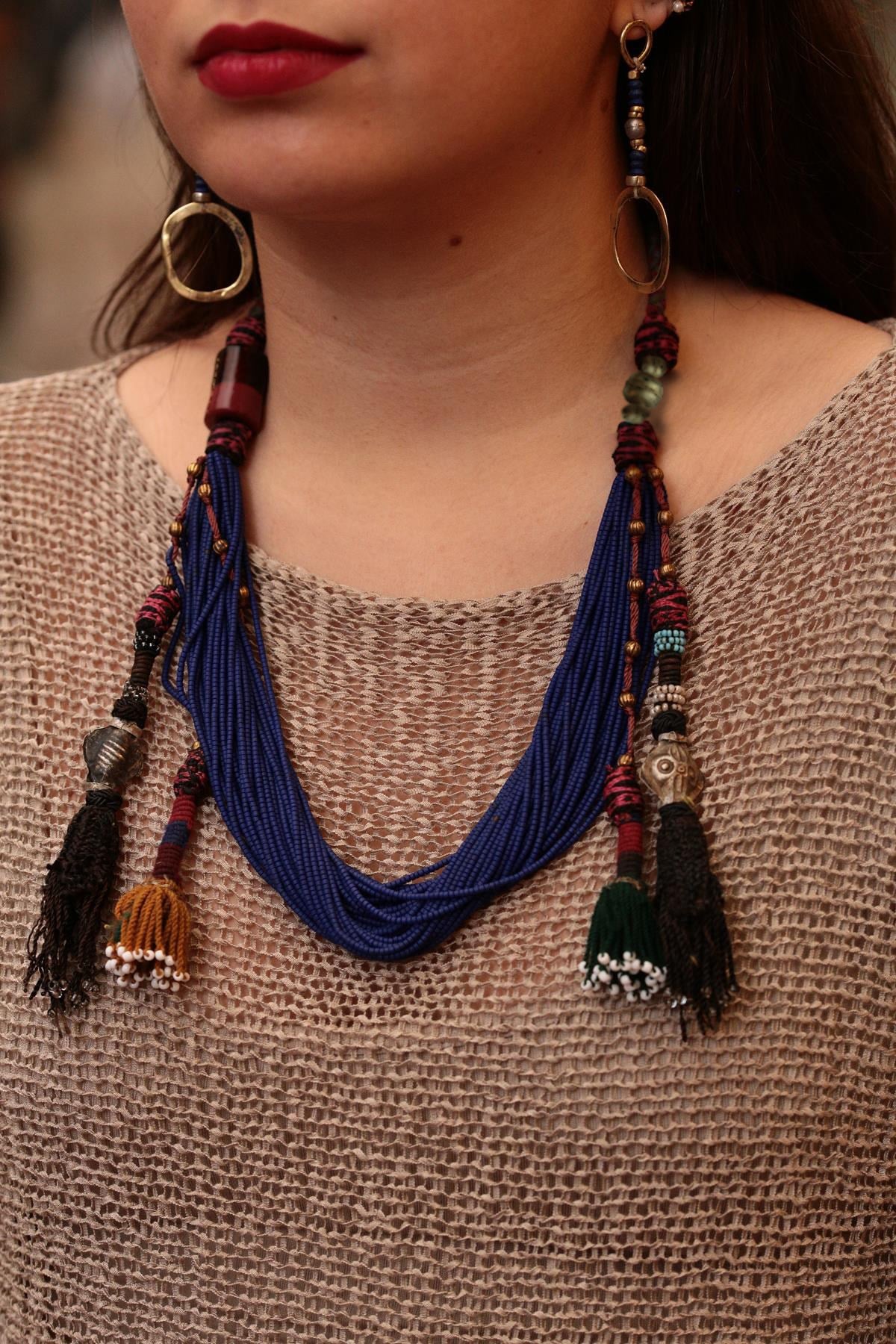 Gümüş Antika Parçalı Çoklu Lapis Taşlı Antik Tasarım Kolye - Şaman Butik Gümüş Antika Parçalı Çoklu Lapis Taşlı Antik Tasarım Kolye