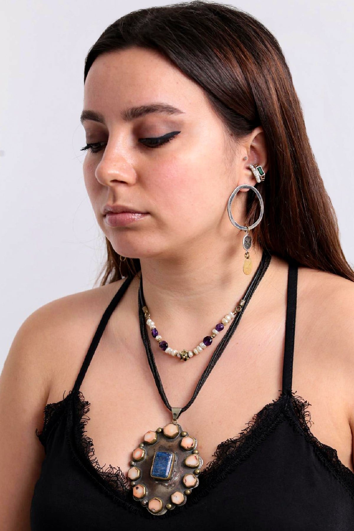 Lapis Turkuaz Taşlı Gümüş Kaplama Tasarım Kolye - Şaman Butik Lapis Turkuaz Taşlı Gümüş Kaplama Tasarım Kolye