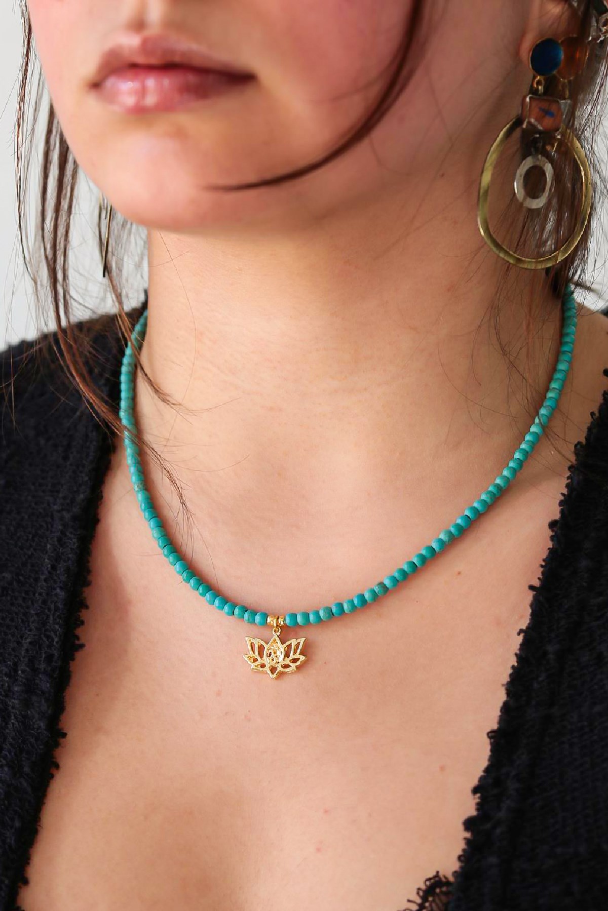 turquoise lotus necklace