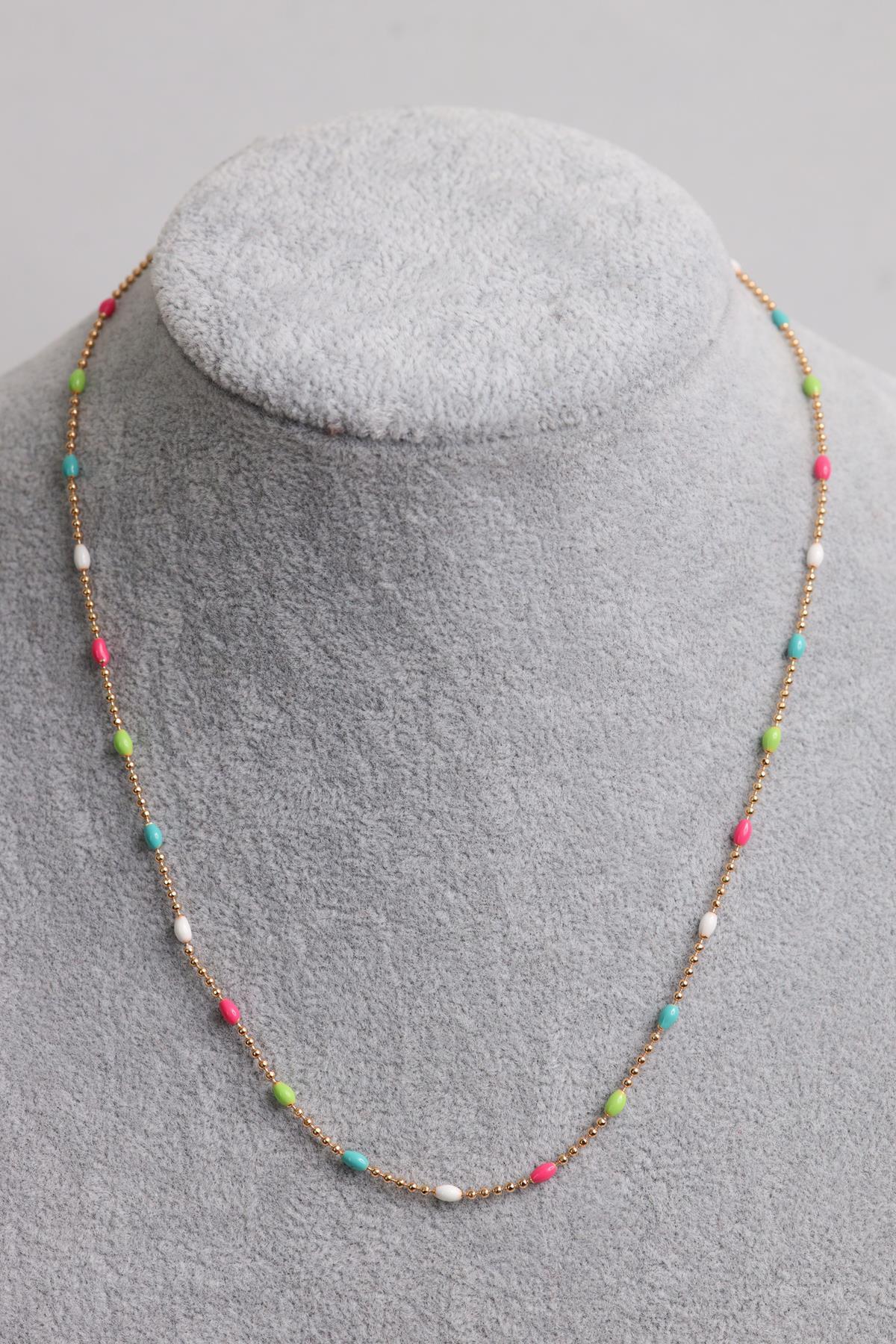  Minik Boncuklu Gümüş Kolye