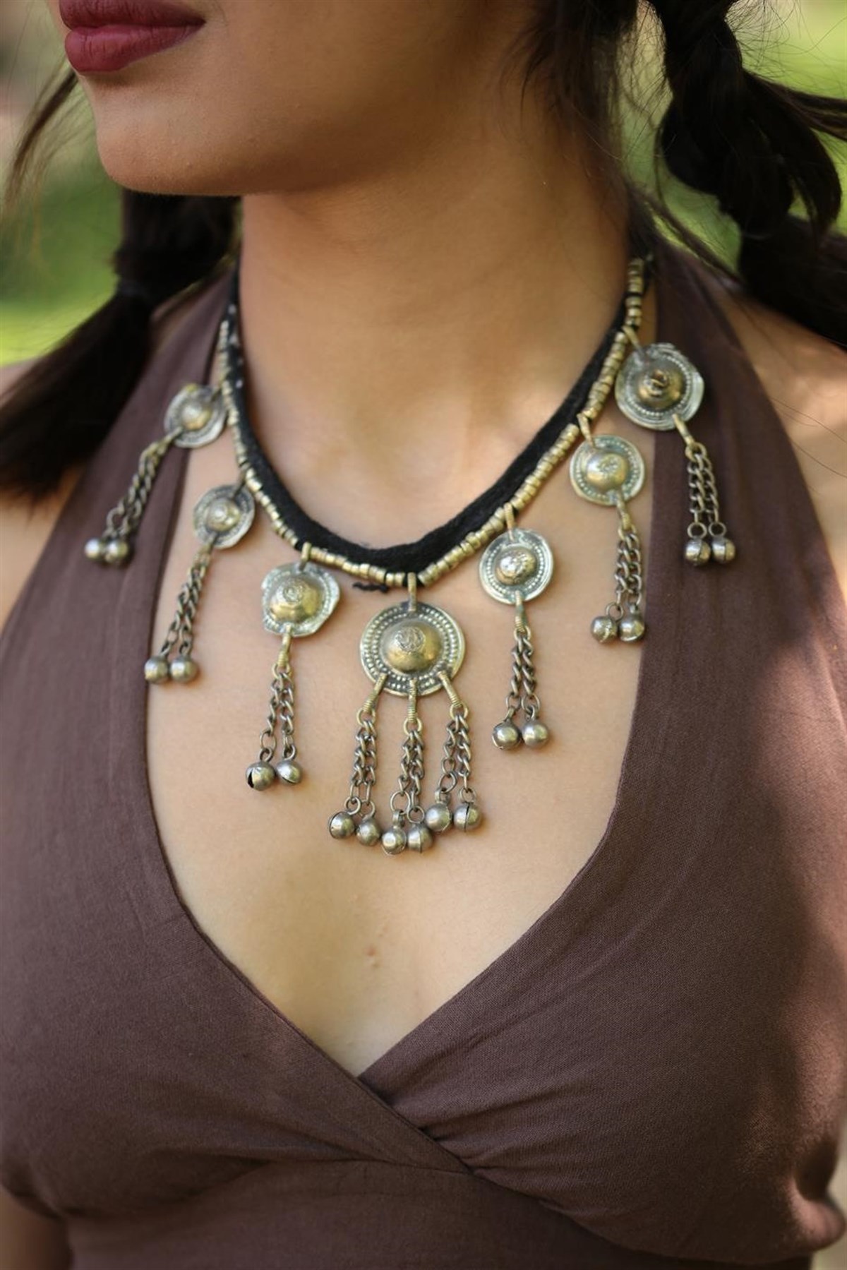 Sallantılı Antika Parçalı Tasarım Tasma Kolye - Şaman Butik Sallantılı Antika Parçalı Tasarım Tasma Kolye