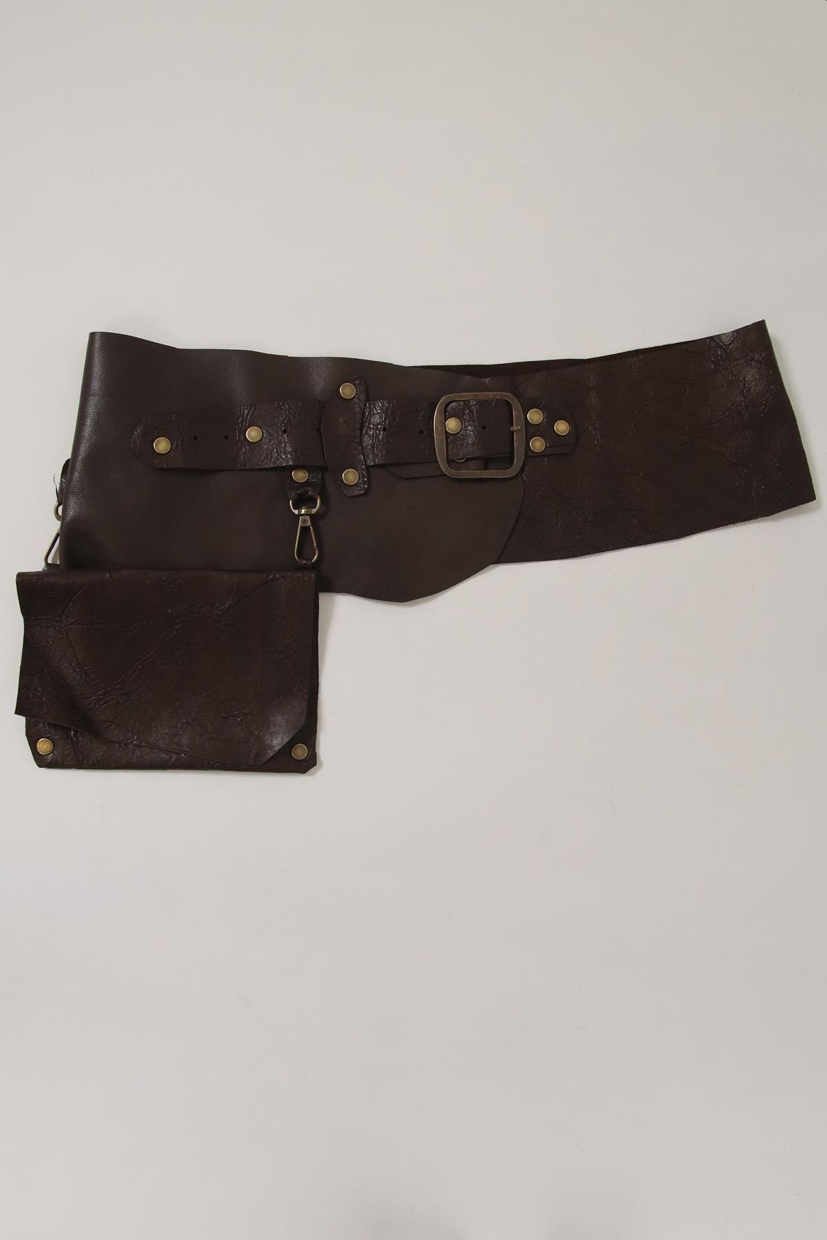 Koyu Kahverengi Deri Cepli Kemer