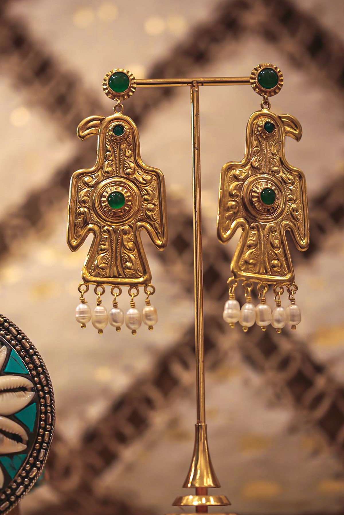 Antik Tasarım Kuş Figürlü Bronz Küpe - Şaman Butik Antik Tasarım Kuş Figürlü Bronz Küpe