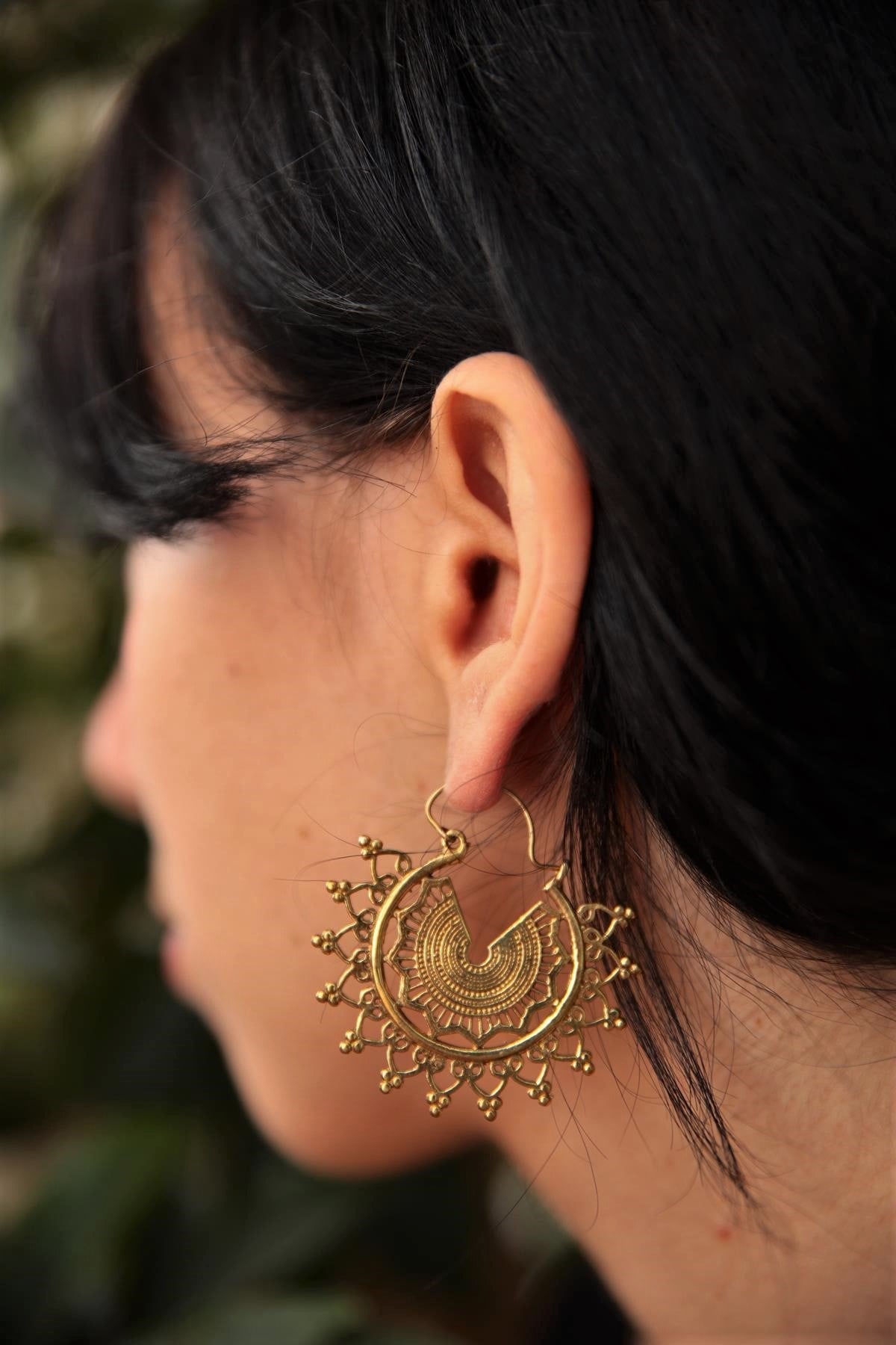  Bronz İşlemeli Antik Tasarım Küpe