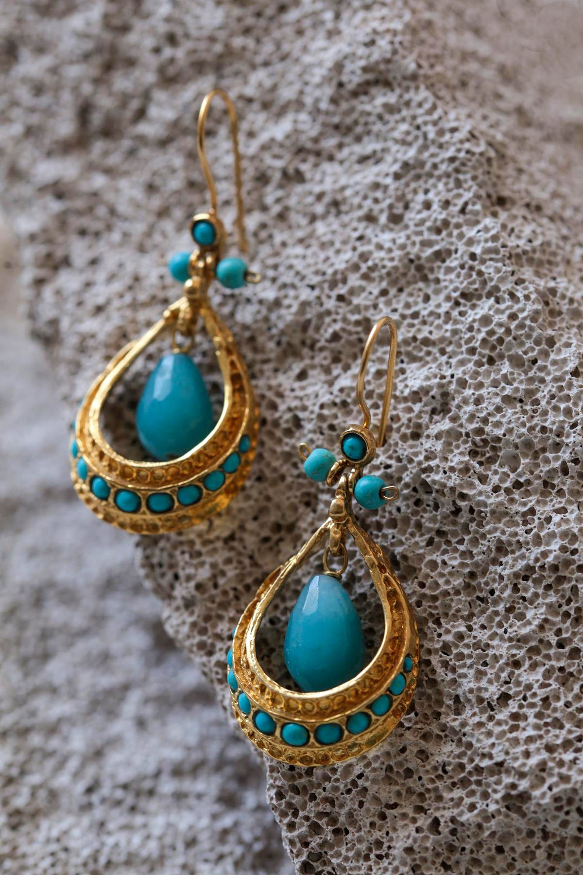 Damla Tasarım Kristal Doğal Taşlı Sallantılı Kaplama Tasarım Küpe - Şaman Butik Damla Tasarım Kristal Doğal Taşlı Sallantılı Kaplama Tasarım Küpe