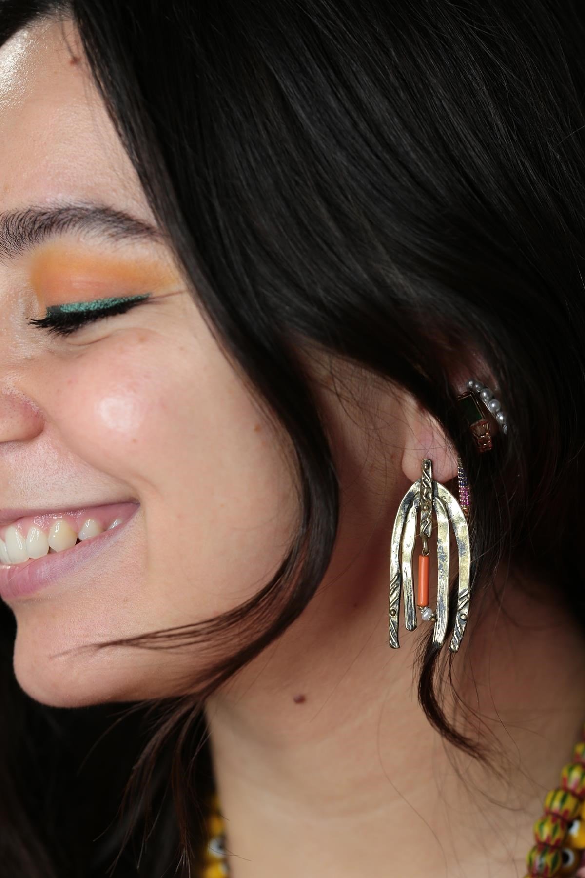 Mercan U Tasarım Bronz Küpe - Şaman Butik Mercan U Tasarım Bronz Küpe