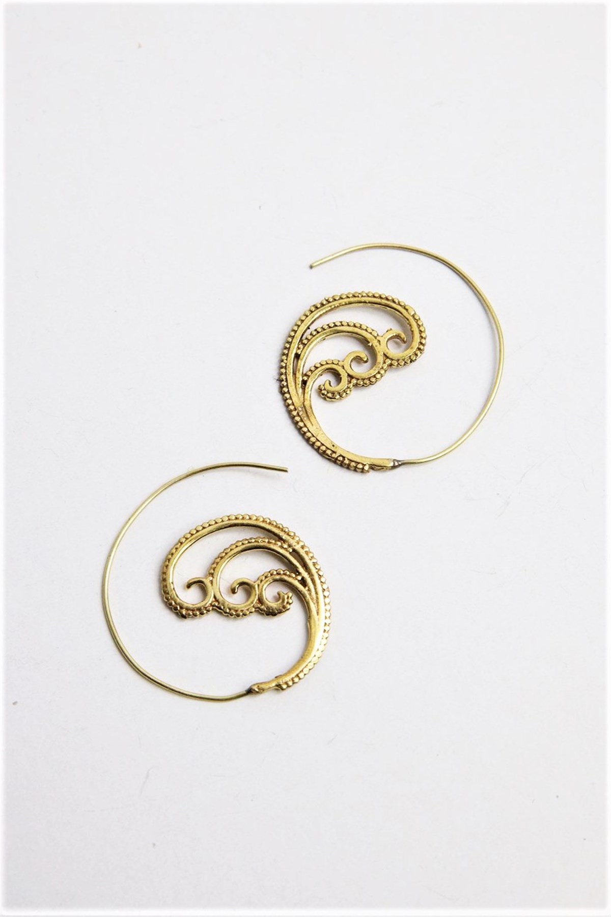   Motif İşlemeli Bronz Tasarım Küpe