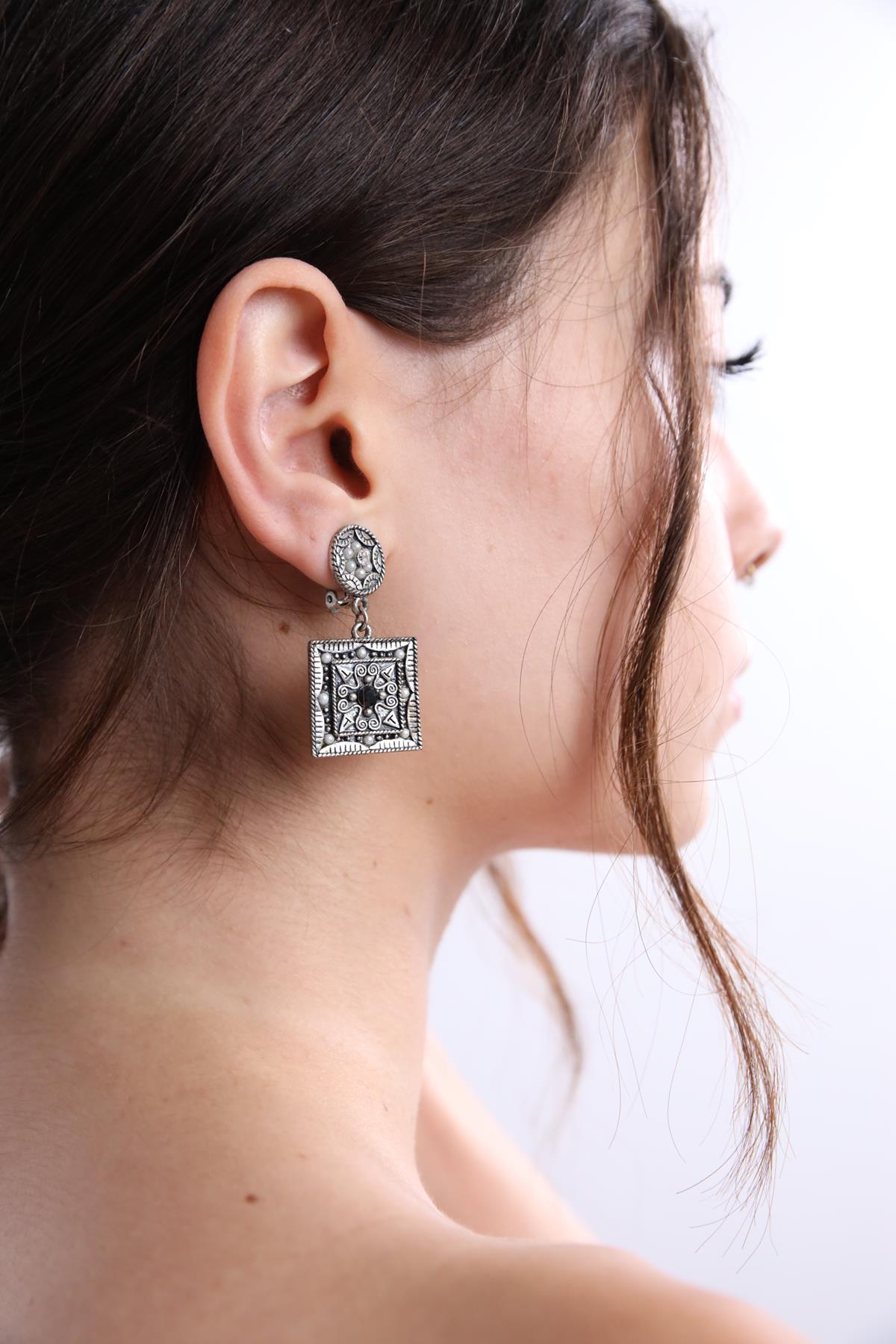 Zircon Stone Antique Design Earrings - Saman Butik | Shop Online