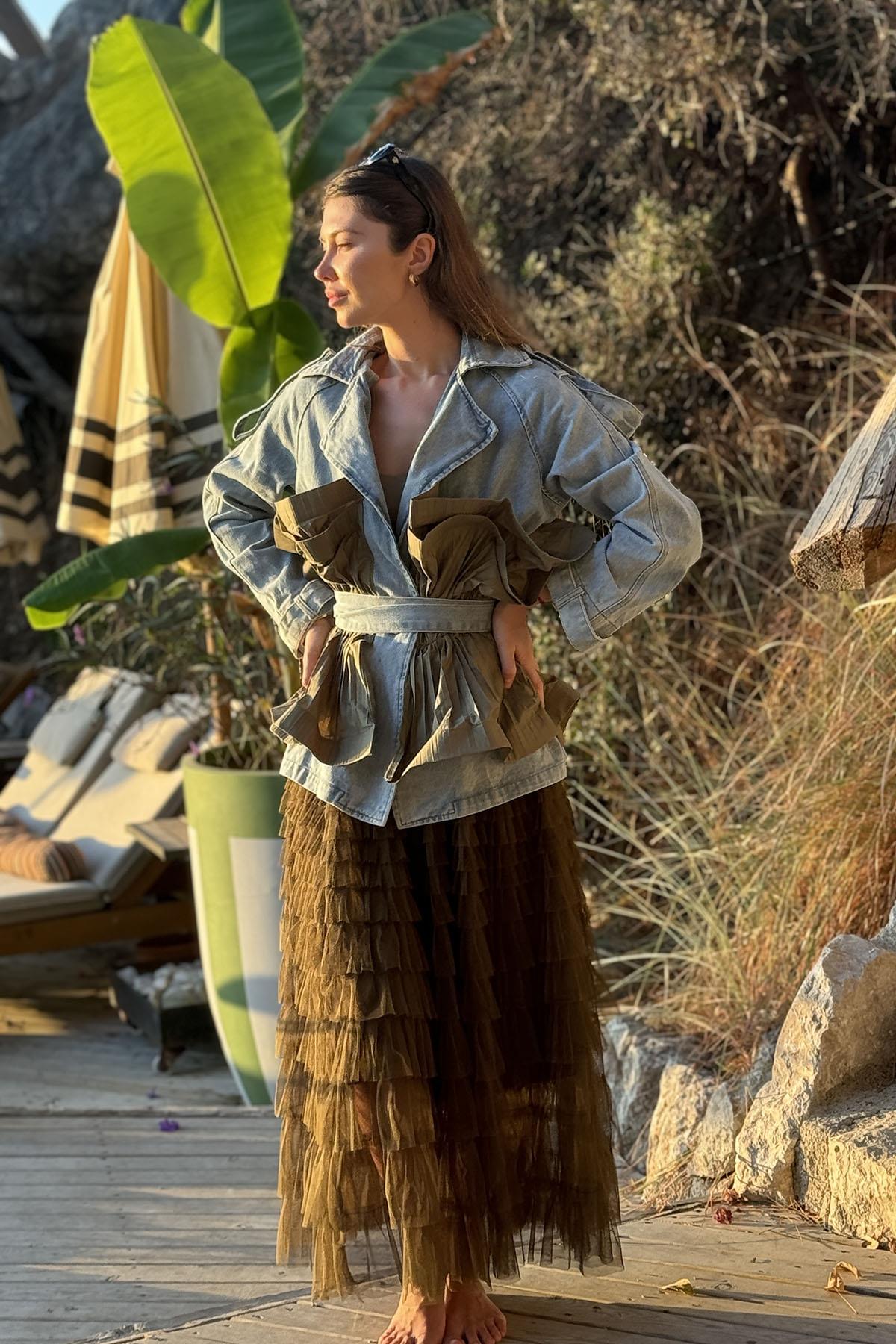 Mavi Parça Detaylı Kot Ceket