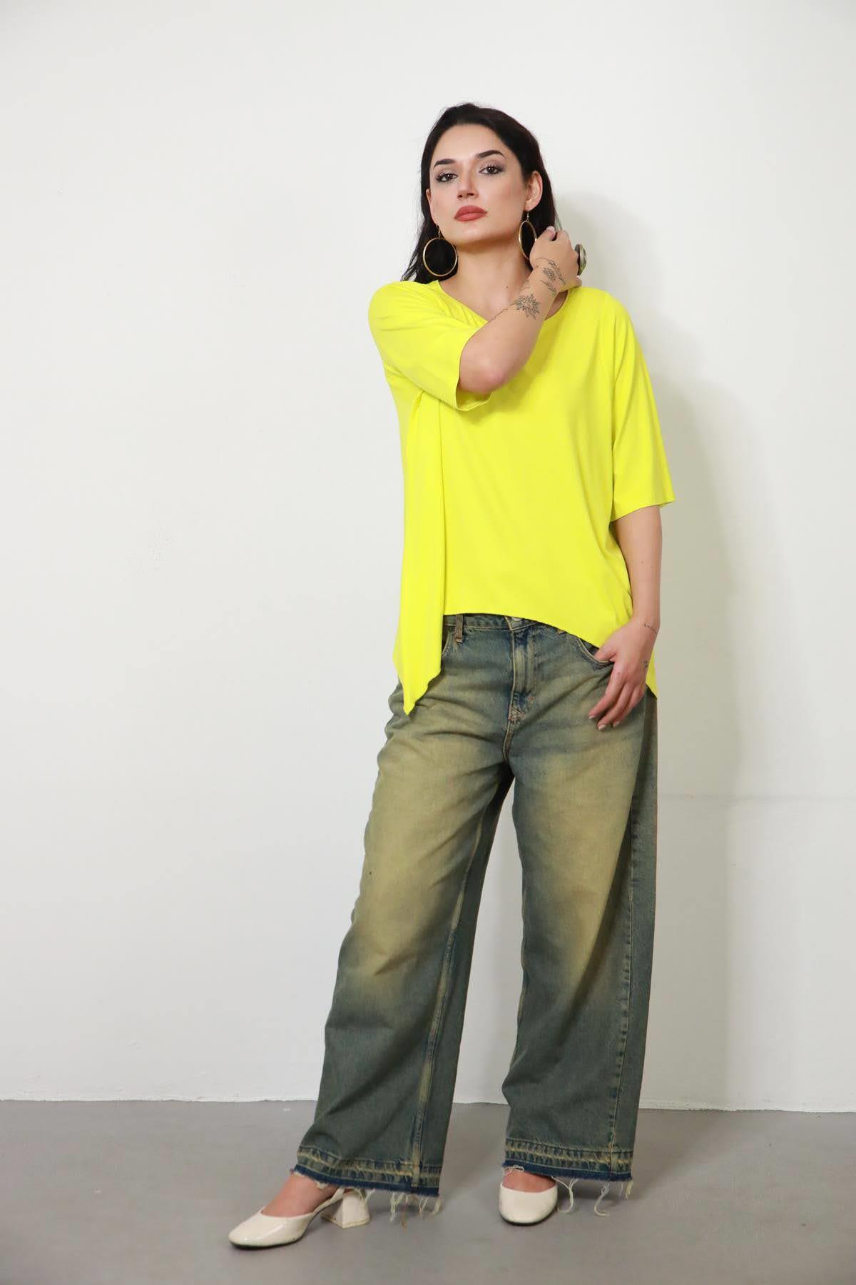 neon yellow blouse