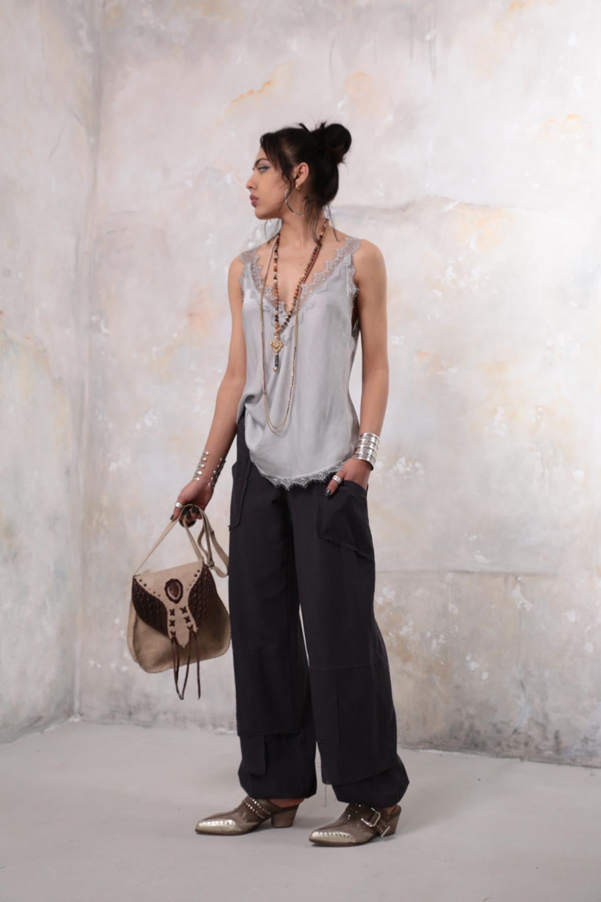  Antrasit Cepleri Dikişli Pantolon