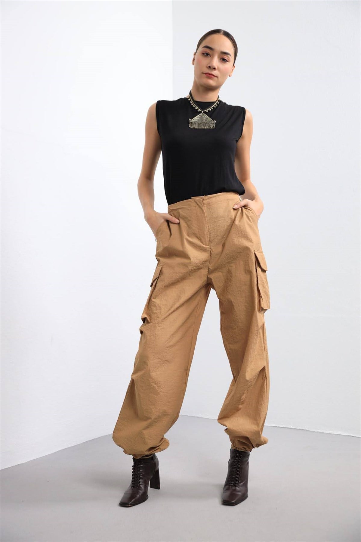 Camel Kargo Cep Pantolon - Şaman Butik Camel Kargo Cep Pantolon