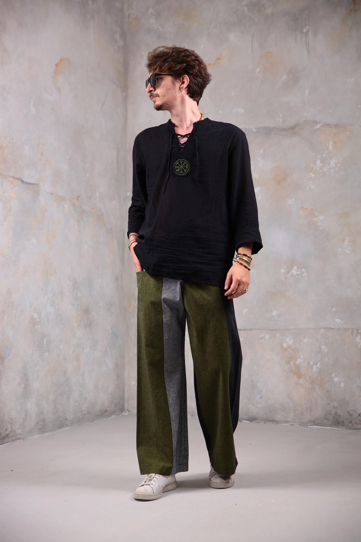  Gri Rahat Kesim Beli Bağlamalı Balıkçı Pantolon