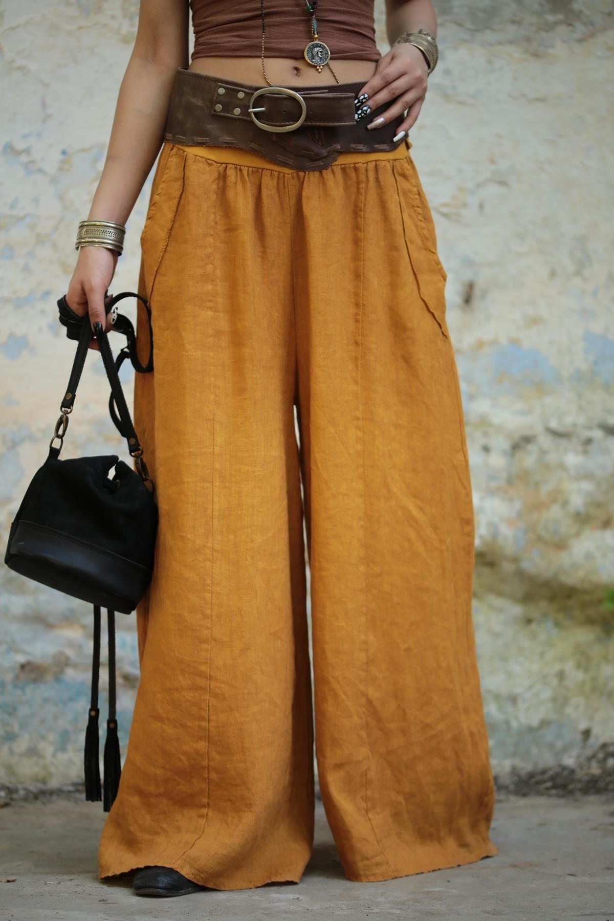 Saman Butik | Shop Online Mustard Asena Trouser