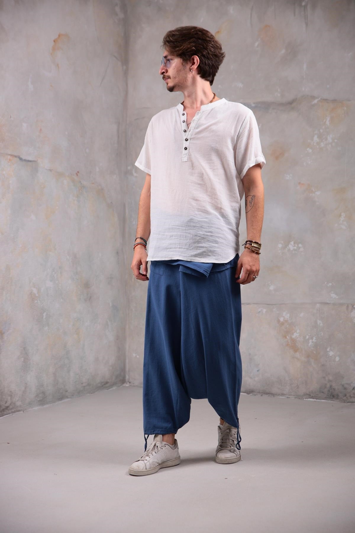  İndigo Mavi Balıkçı Şalvar