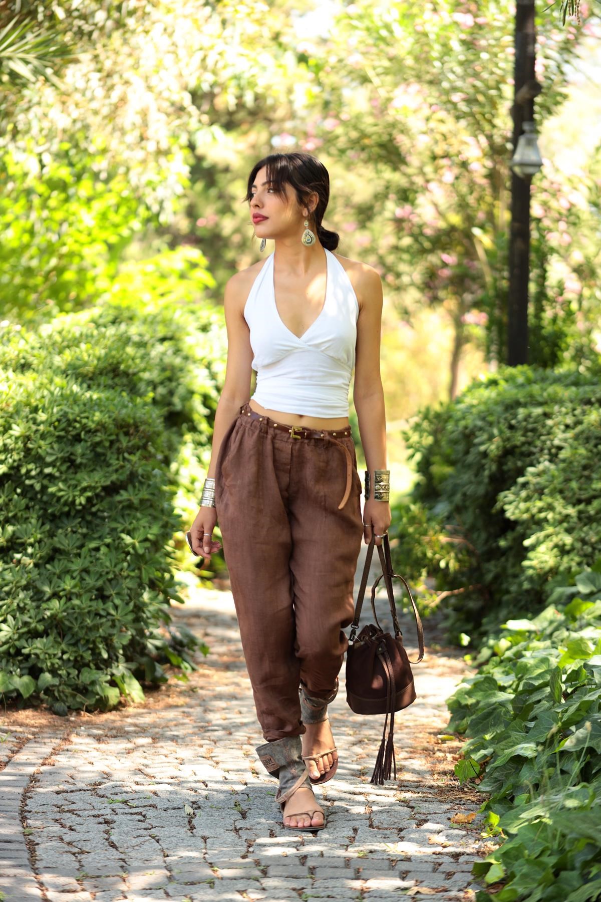 Velasca | Beige pleated linen pants, entirely made in Italy