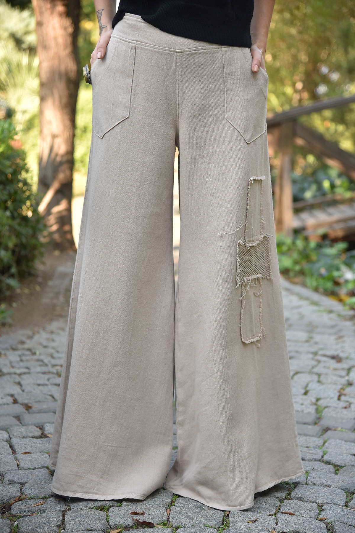  Krem Bol Paça File Detay Pantolon