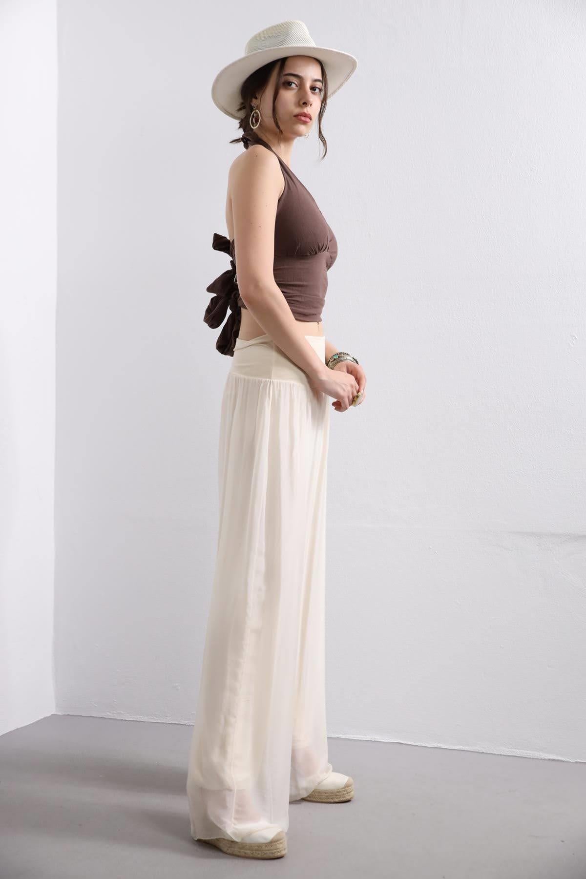 Saman Butik | Shop Online Cream Silk Trouser