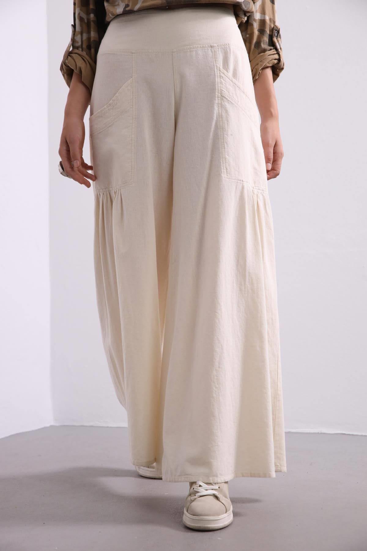  Cream Nora Pants - Şaman Butik | Boho Fashion  Cream Nora Pants
