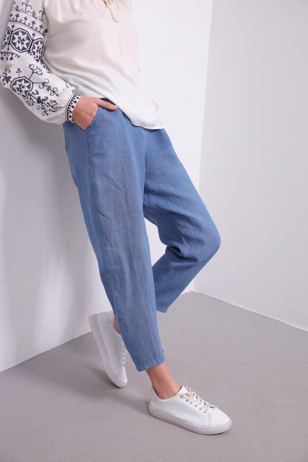  Blue Judith Linen Trousers