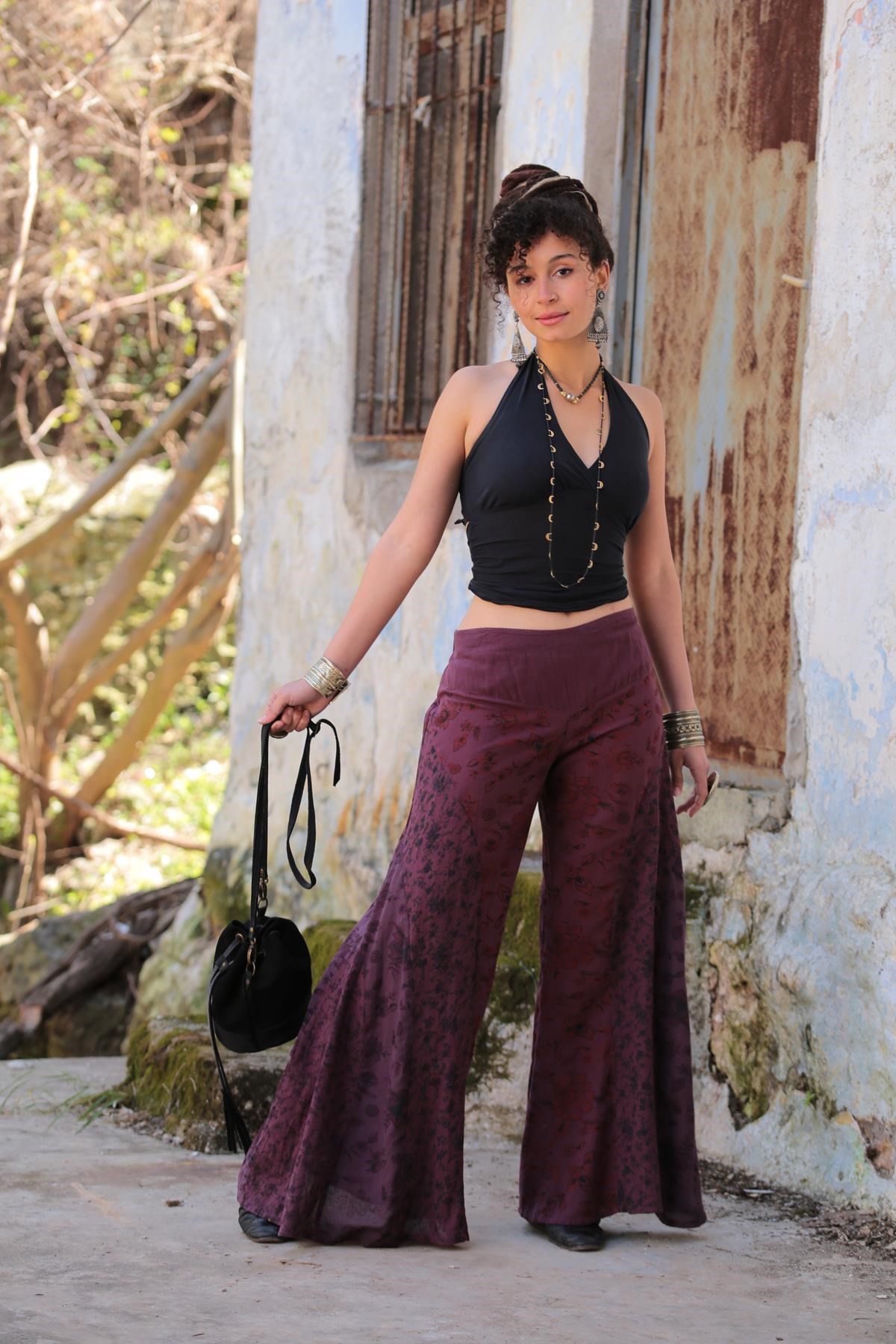 Mor Bol Paça Desenli Pantolon - Şaman Butik - Bohem Giyim ve Aksesuar |  Kadın & Erkek